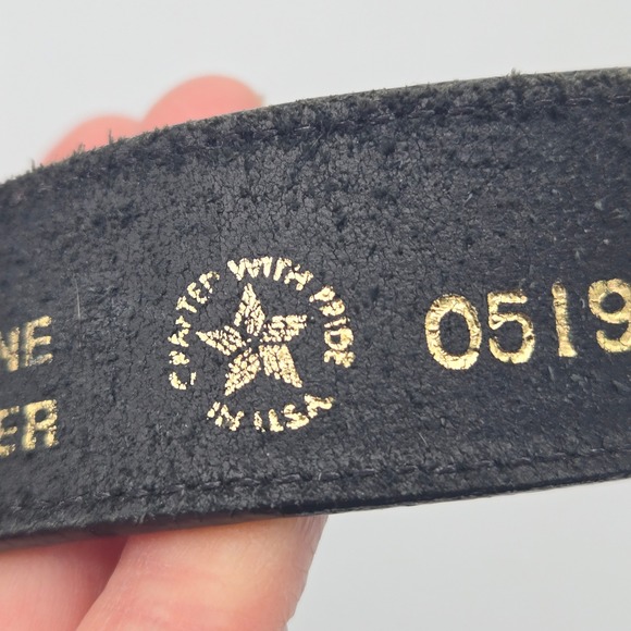 Vintage Silver Creek Black Leather Western Belt Animal Conchos Sz 30 USA Made - Picture 4 of 16